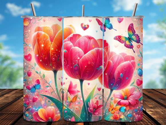 Download Pink Watercolor Heart Tulip Tumbler Wrap - Premium Resources