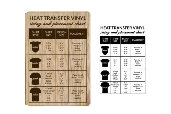 Download Heat Transfer Vinyl Sizing - Heat transfer Collection