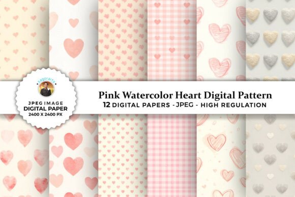 Download Pink Watercolor Heart Digital Patterns - Premium Resources